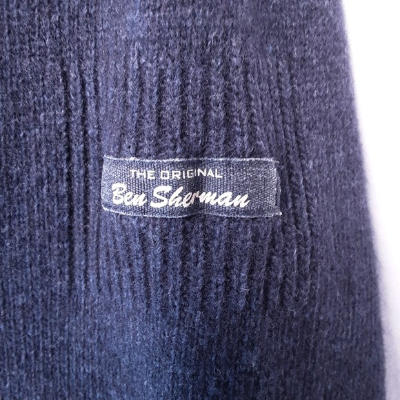Ben Sherman V-Neck Sweater Lambswool Blend Heather Egyptian Blue Size Large - Picture 5 of 8
